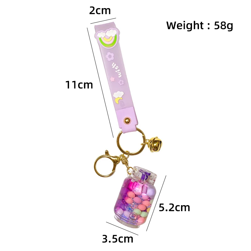 Hot Sale Jelly Bean Gas Tank Liquid Keychain 2022 Creative Cute Floating Liquid Keychain For Bag Car Keyring Acrylic Keychain