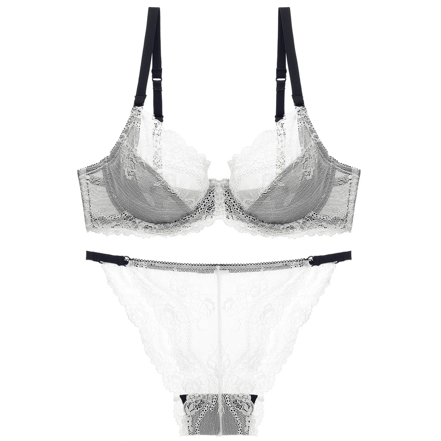 In Stock Lace Diamond Mesh Lingerie Women Bra And Brief Set