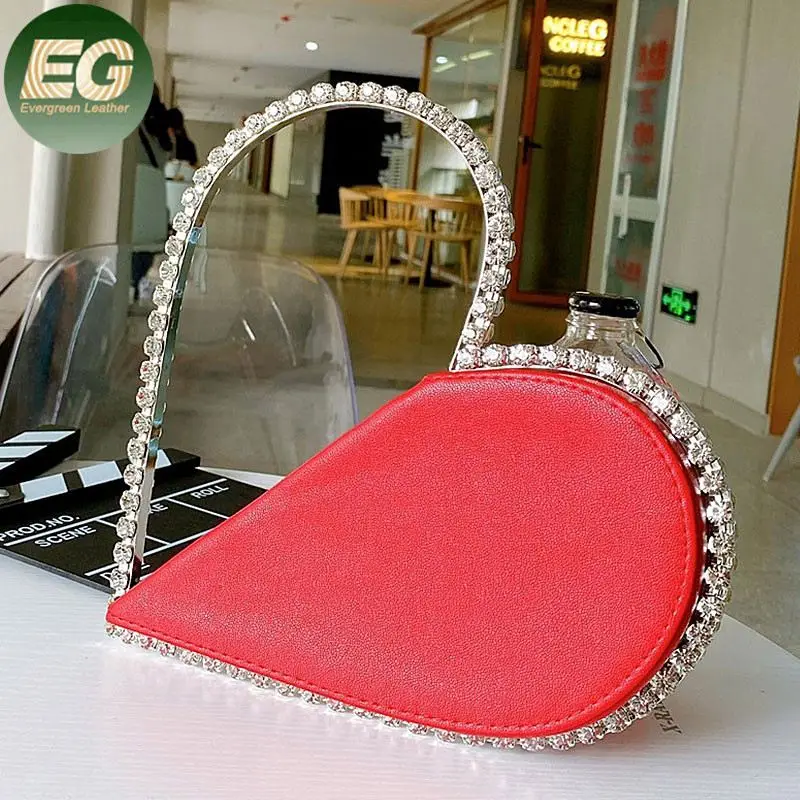 LEB1336 2020 fancy clutch purses diamond crystal women clutch bags heart shape evening bag