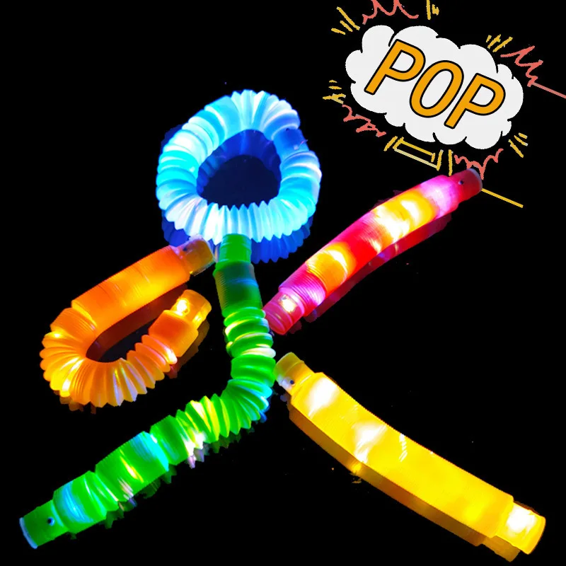 Hot Sale Funny Colorful DIY Plastic LED Fidget Tube Toys Fidget Magic Pop Tube Sensory toys
