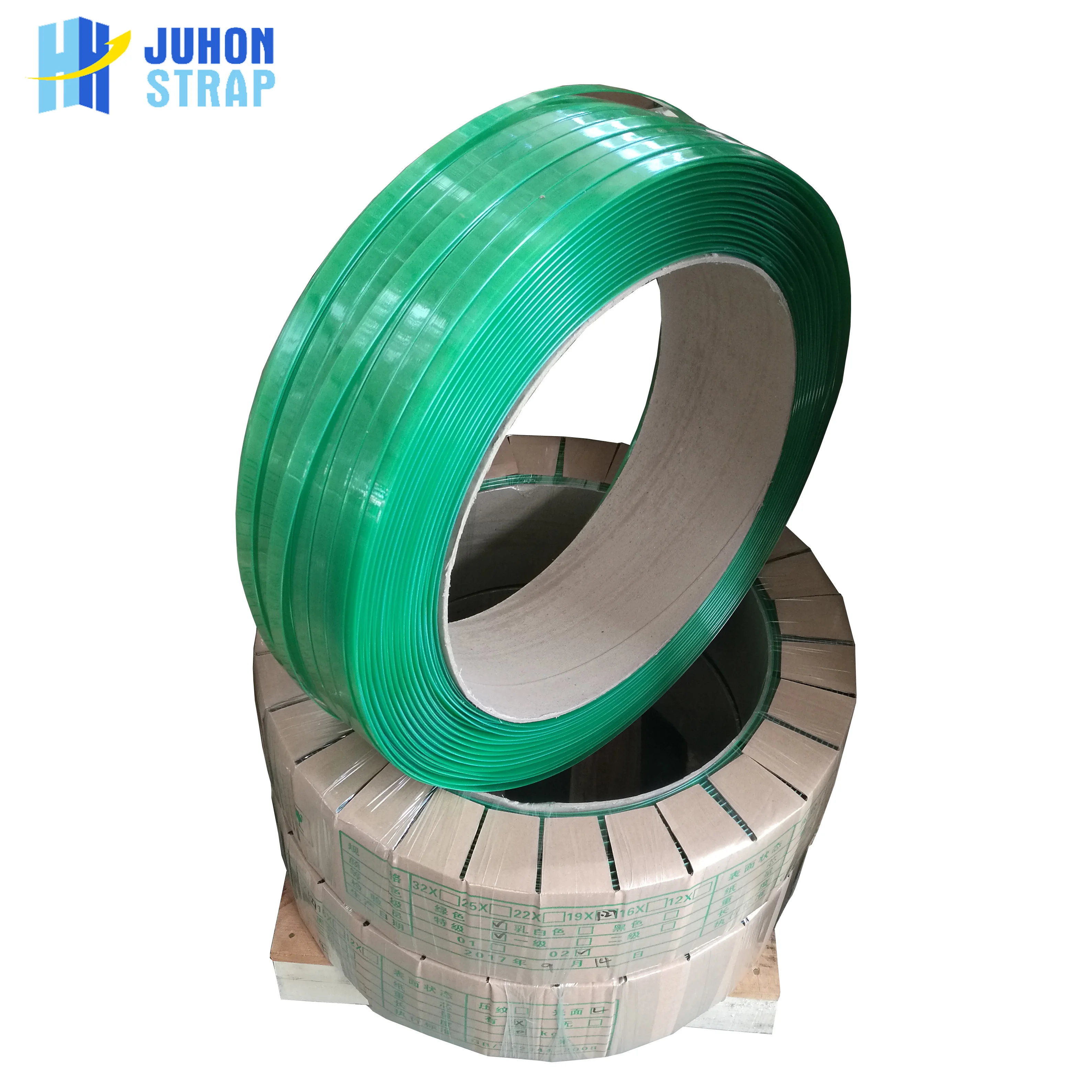 High Tension green PET strap for packing wooden and glass