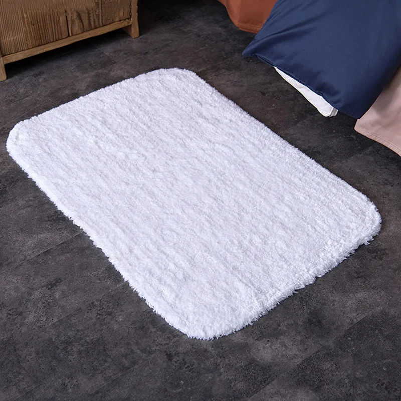 Bath Mat 100% Cotton Fluffy Towel Rug Anti-Slip Bathroom Mat Hotel Linen Bed Mat