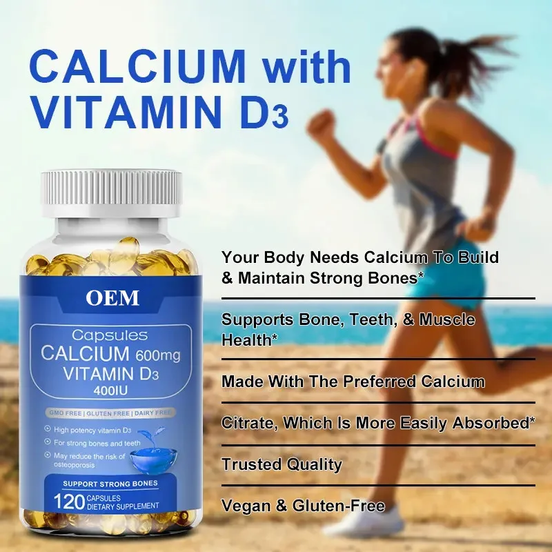 OEM/ODM/OBM Organic Calcium And Vitamin D3 Soft Capsules 400iu Bone Health & Immune Support Promoting Calcium Absorption