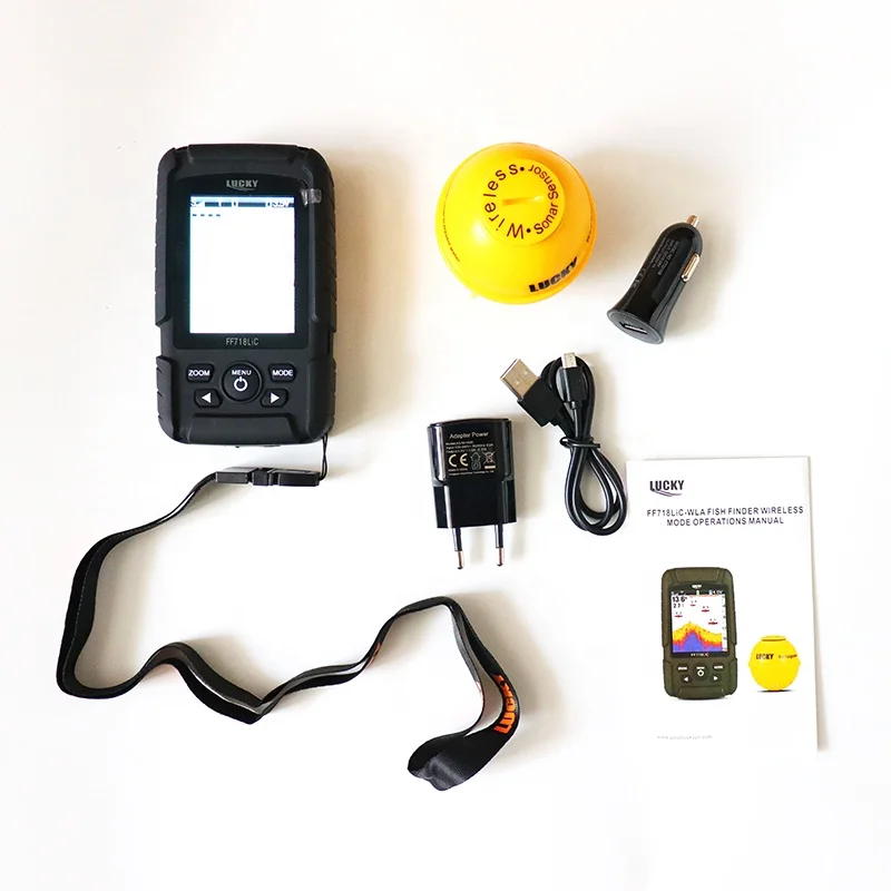 Handheld Fish Finder Portable Fishing Kayak Fishfinder Fish Depth Finder Fishing Gear with Sonar Transducer and LCD Display