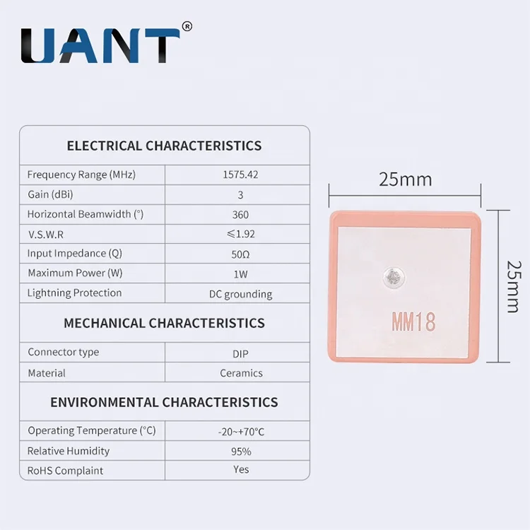 Mimo антенна с высоким коэффициентом усиления GPS (1575,42 МГц) Керамический чип с двойной поляризованной антенной