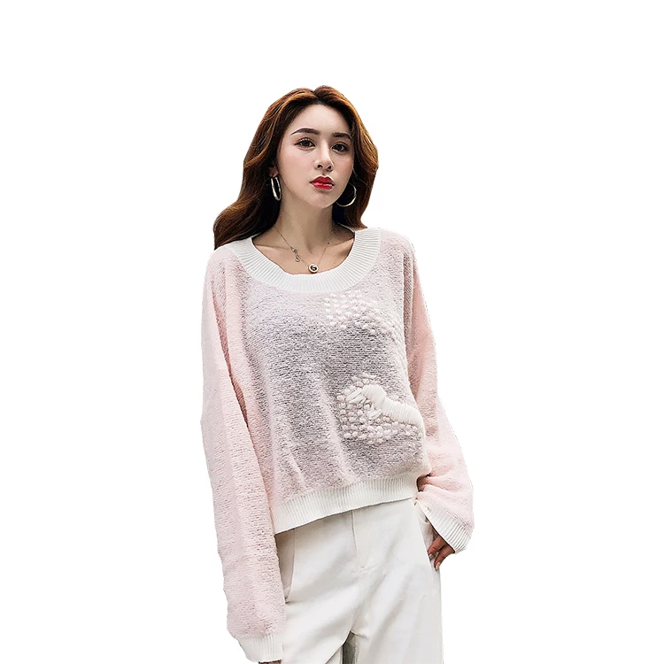 Women  Crew Neck Knit Stretchable Autumn Casual Long Sleeve Korean Sweater Jumper sweater short set womens
