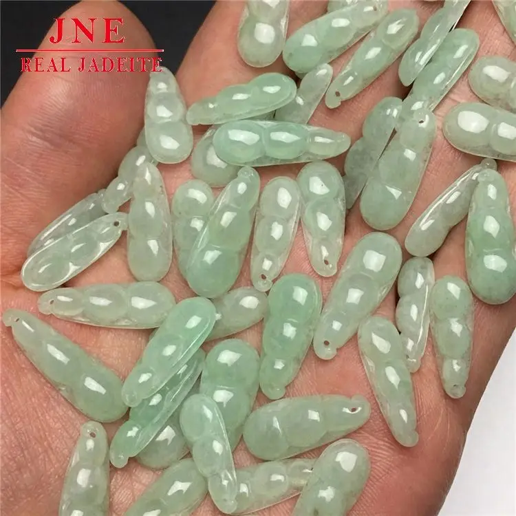 Myanmar A Level Jade Ice Like Green Double Sided Sauteed Green Beans Jade Pendant Jade Crafts Factory Wholesale