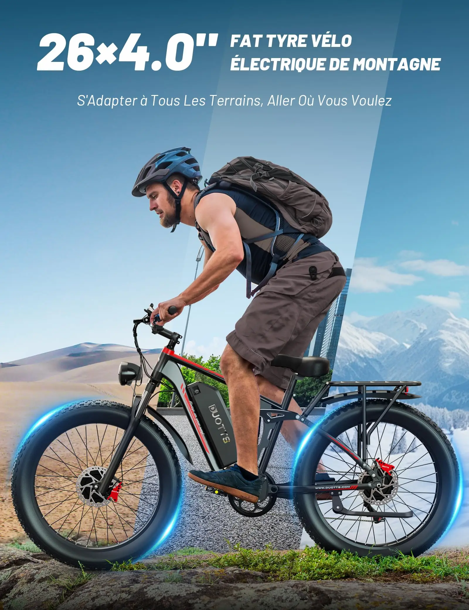 Mountain Electric Bicycle with Dual Shock Absorber and 20AH Large Battery