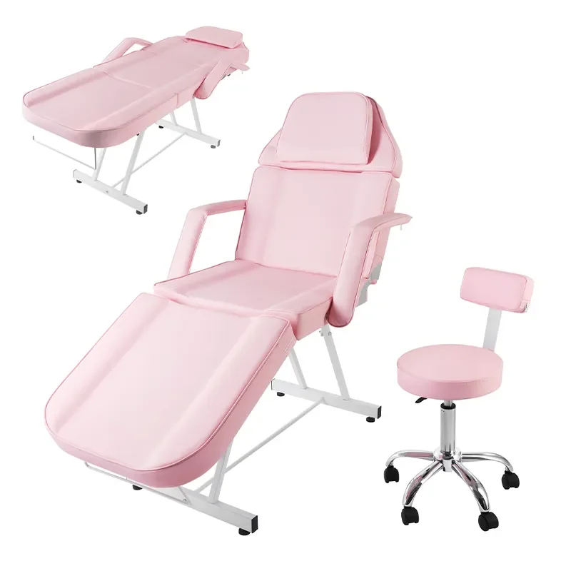 Wholesale Portable Collapsible Beds Beauty Salon Furniture Tattoo Eyelash Beds Little Pink Salon Spa Beauty Beds With Chair