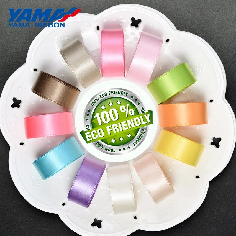 Фабрика YAMA Экологически чистая RPET шелковая белая двухсторонняя гладкая атласная переработанная лента из материала