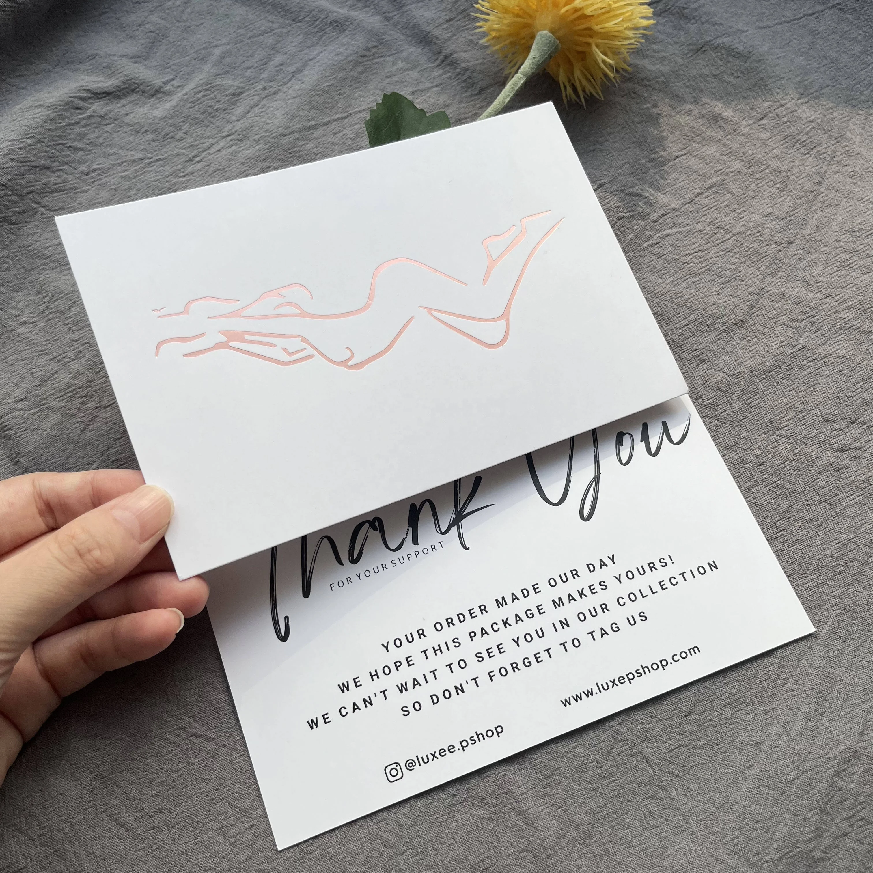 Private custom logo printing thank you card for small business luxury metallic foil business card/thank you cards
