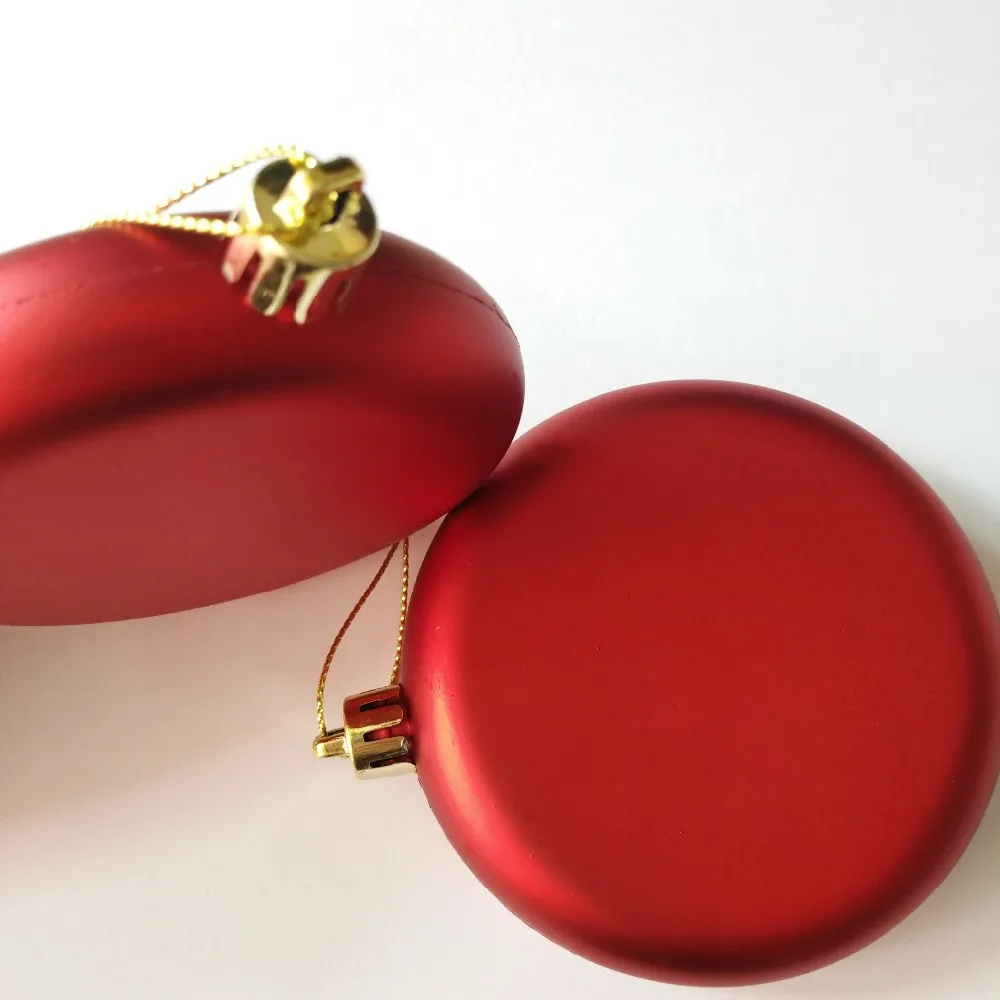 Personalized Shatterproof Plastic Christmas Flat Ball ornaments For Christmas Decoration