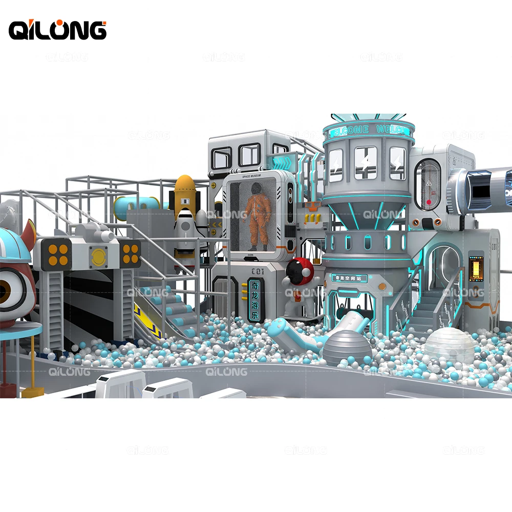 2023 Free design kids trampoline climbing slide soft balls play indoor playground playing maze area center for children