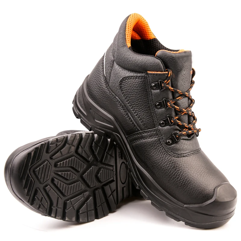 Middle cut Genuine leather slip resistant working shoes anti puncture safety shoes