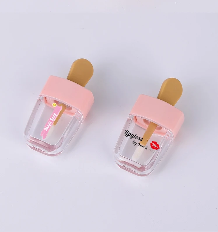Оптовая продажа изготовленным на заказ логосом творчество милый эскимо формы розового цвета Блеск для губ Пустые контейнеры