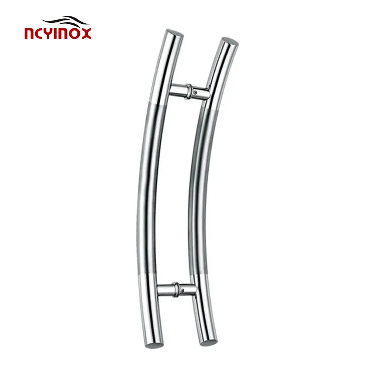 Modern C Type Curved Round Tube Glass Door Handle Double Sides Door Pull Handle For Interior Glass Door