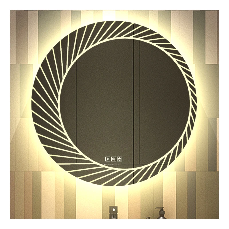 Зеркало для ванной комнаты с подсветкой и сенсорным экраном в современном стиле