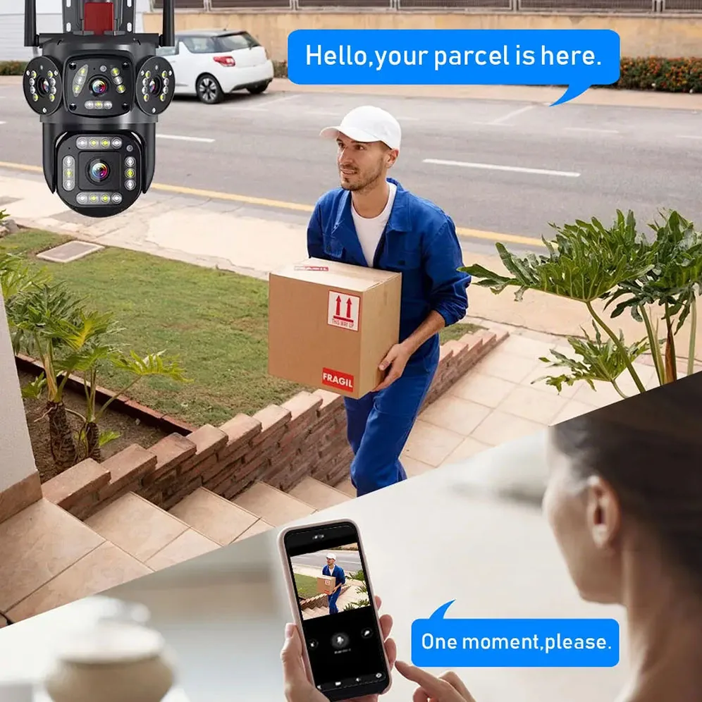 IP Camera Wifi Outdoor Wireless Security Camera Home Door 4MP Facial Tracking Alarm By Lan