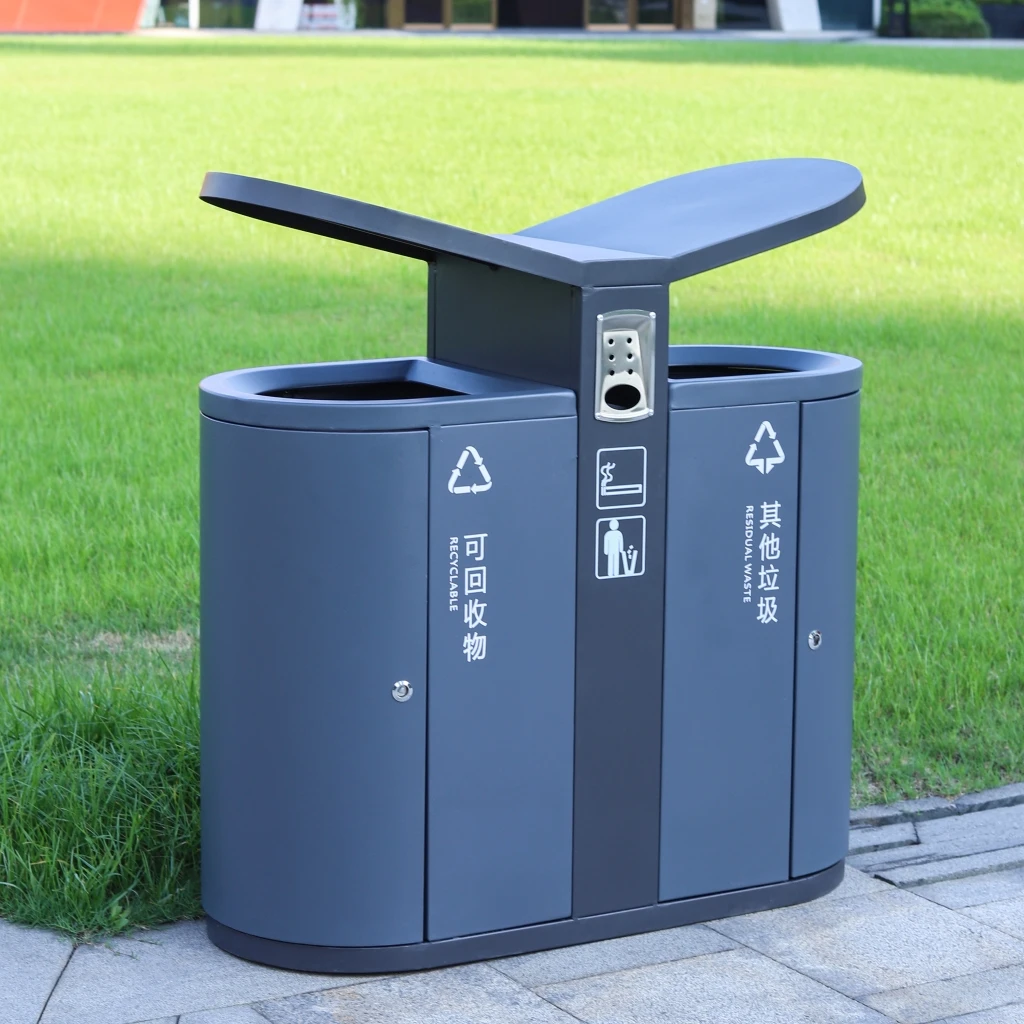 Steel dual 2 classified  trash can garbage bins for sale