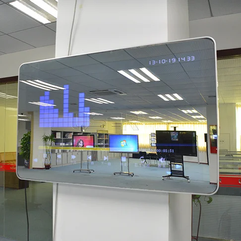 Guangzhou smart bathroom mirror led magic mirror tv