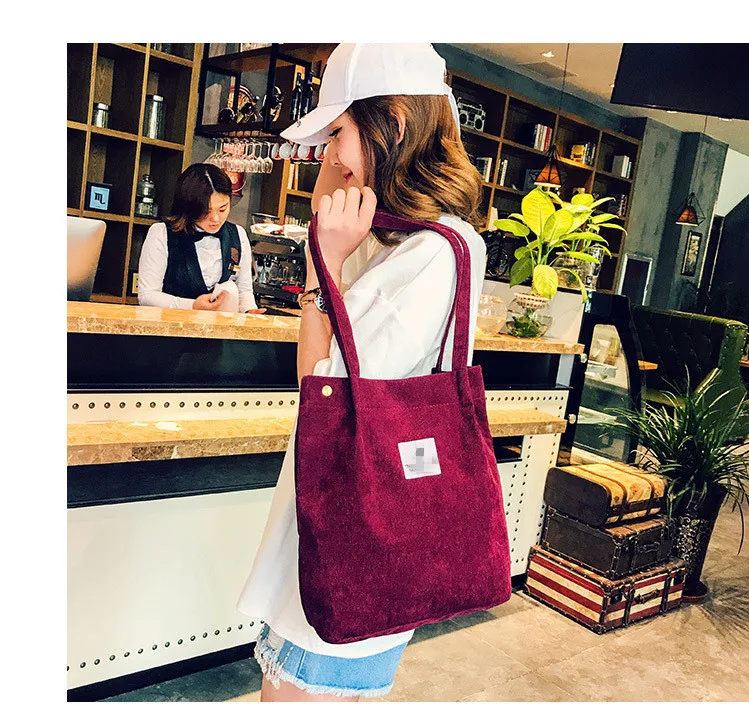 
Hot sell designer handbag and shoulder bag eco friendly corduroy tote bag Canvas hand bag 