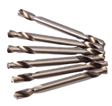 Fully ground high-speed steel double head straight shank Fried Dough Twists drill stainless steel metal drilling bit