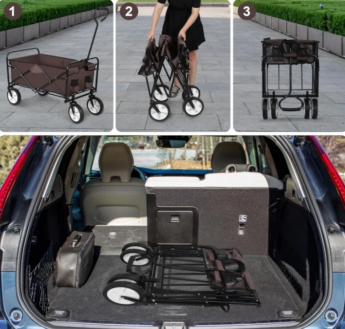 New Arrival  Durable 600D Rip Resistant Oxford Fabric Camping Folding Wagon Cart Grocery Sports Garden Wagons Carts