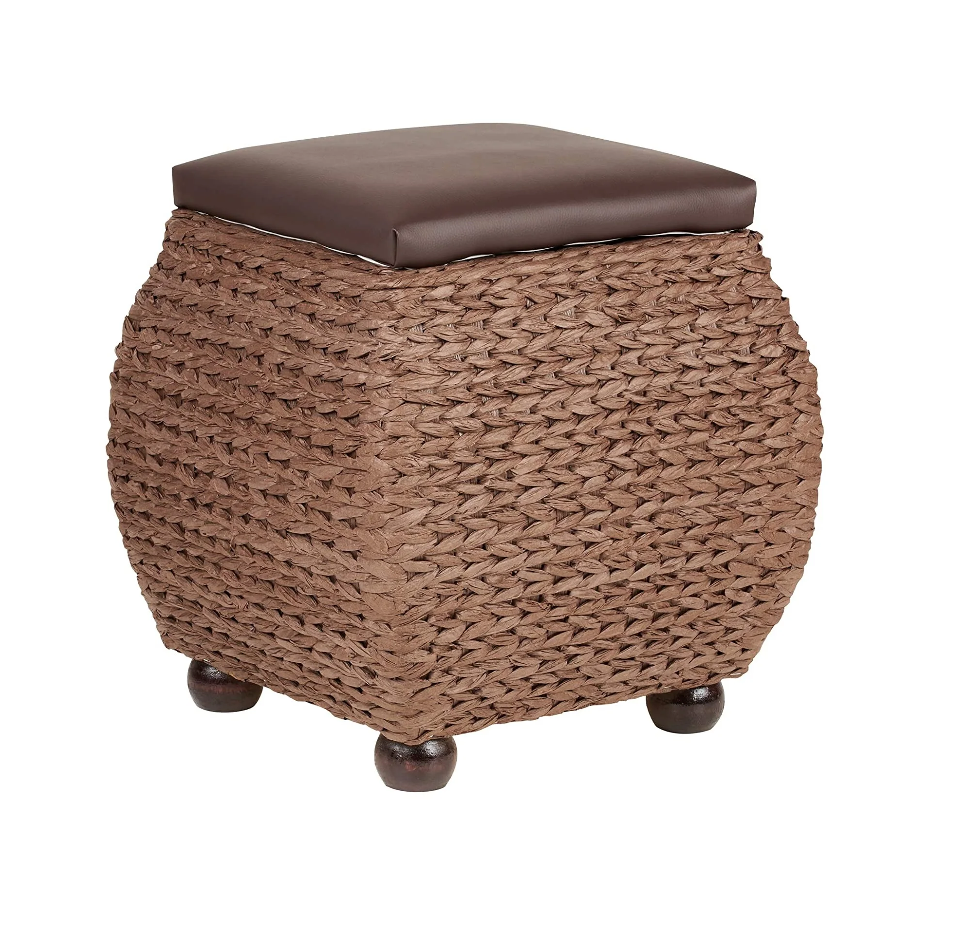 Оттоманка с водным Гиацинтом с крышкой и внутренней подкладкой, оттоманка из морской травы с кожаным пуфером, оттоманка для хранения