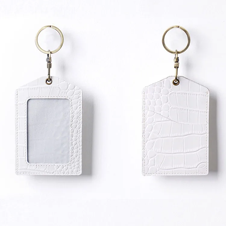 Luxury Genuine Crazy Horse Leather ID Employee Student ID Card Badge Holder