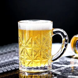 10oz 300ml Sunflower Glass Coffee Straight Tumblers beer cup customized mug seidel glass stein with Bead Handle