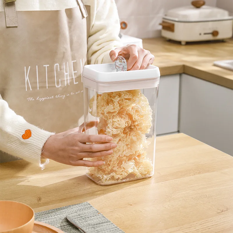 Easy Open  BPA Free Reusable Cereal Snack Transparent Plastic dry food jars box set seal Airtight Container