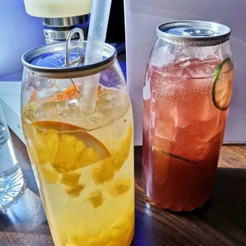 Wholesale empty clear food grade custom 28g 350ml aluminum drink soda juice cans plastic transparent soda cans with lids