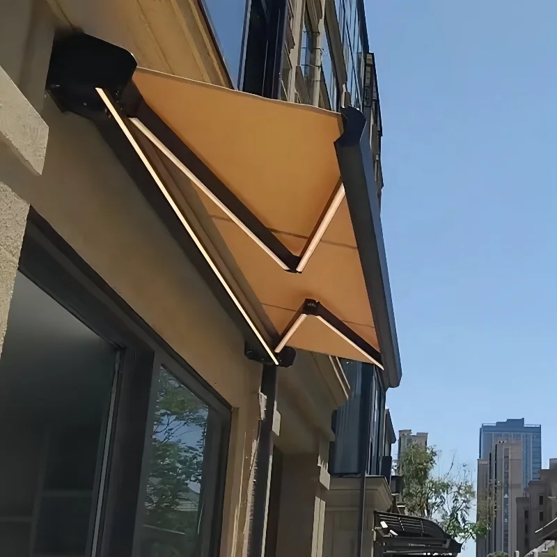 4M width awning outdoor swimming pool canopy  remote control retractable full cassette automatic awning with LED