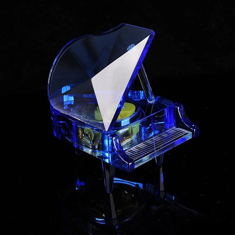 Elegant Luxury Crystal Piano Music Box desktop decorations memorial craft gifts