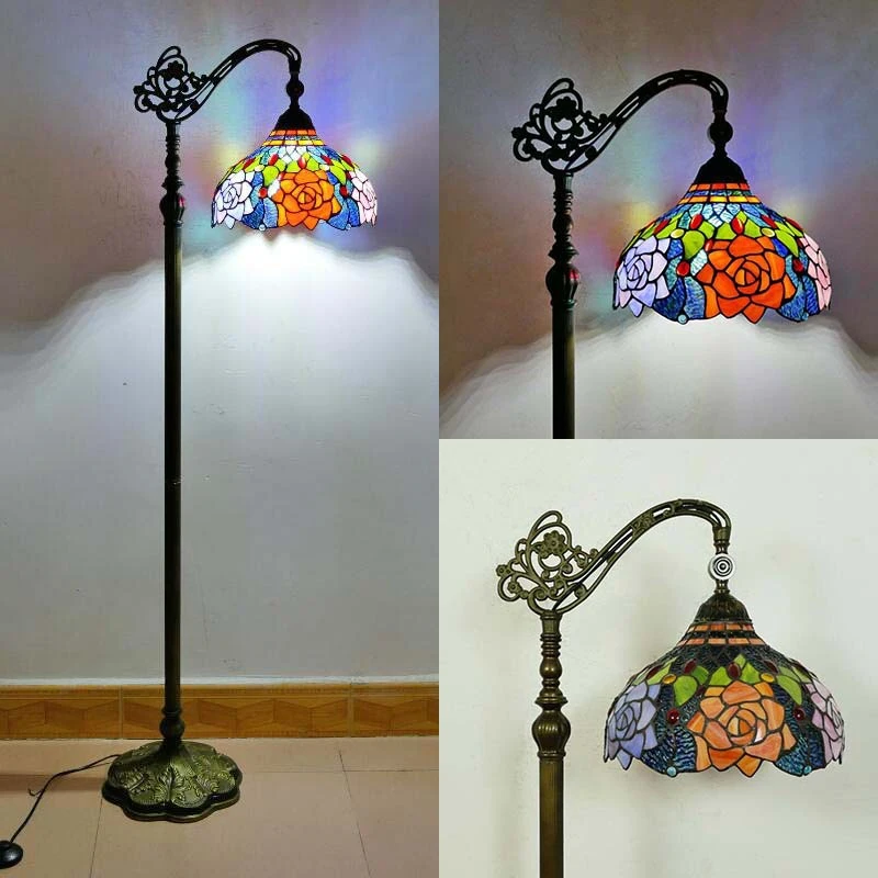 Tiffany Floor Lamp American Retro Living Room Bedroom Lamp Country  Stained Glass Floor Lamp