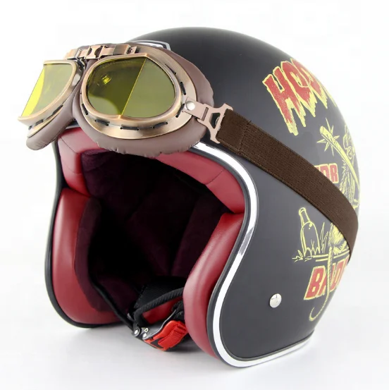 classic ABS half face motorcycle retro vintage leather helmet for motorcycle scooter motorbike