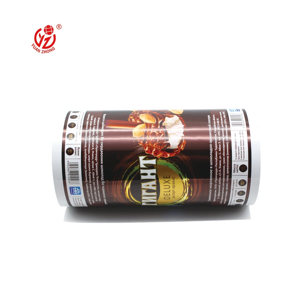 Hot Sale Pet/Al/Vmpet/Nl/Pe Back Sealing Film Food Grade Printed Plastic Ice Pop Bags Popsicle Ice Cream Packaging Film Roll