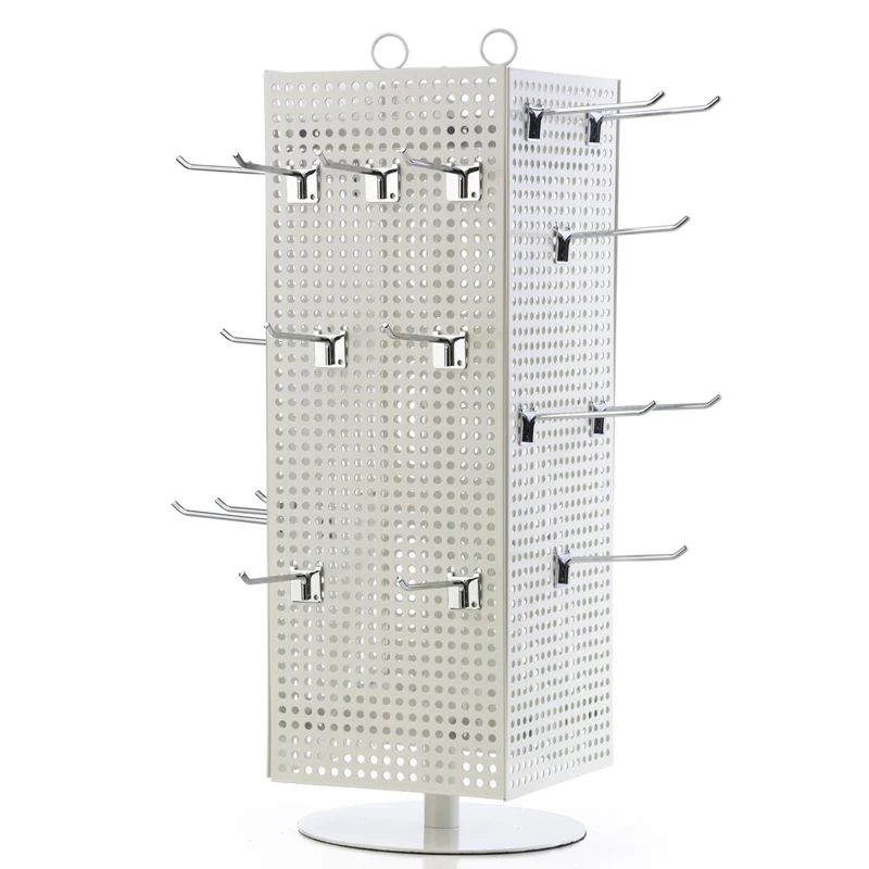 Display rod hook countertop spinner rack spinning metal stainless steel pegboard