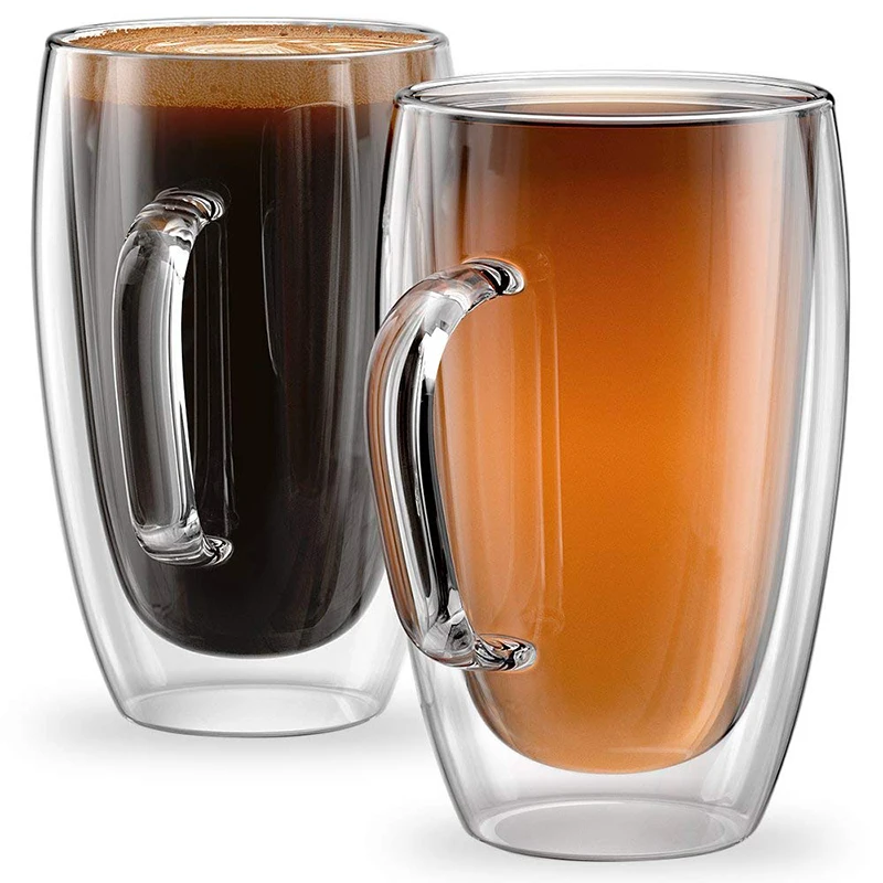 
Wholesale Double Walled Glass Coffee Cups16oz Sicilia Collection, Tall Insulated Mugs for Espresso, Latte, Cappuccino, Tea 