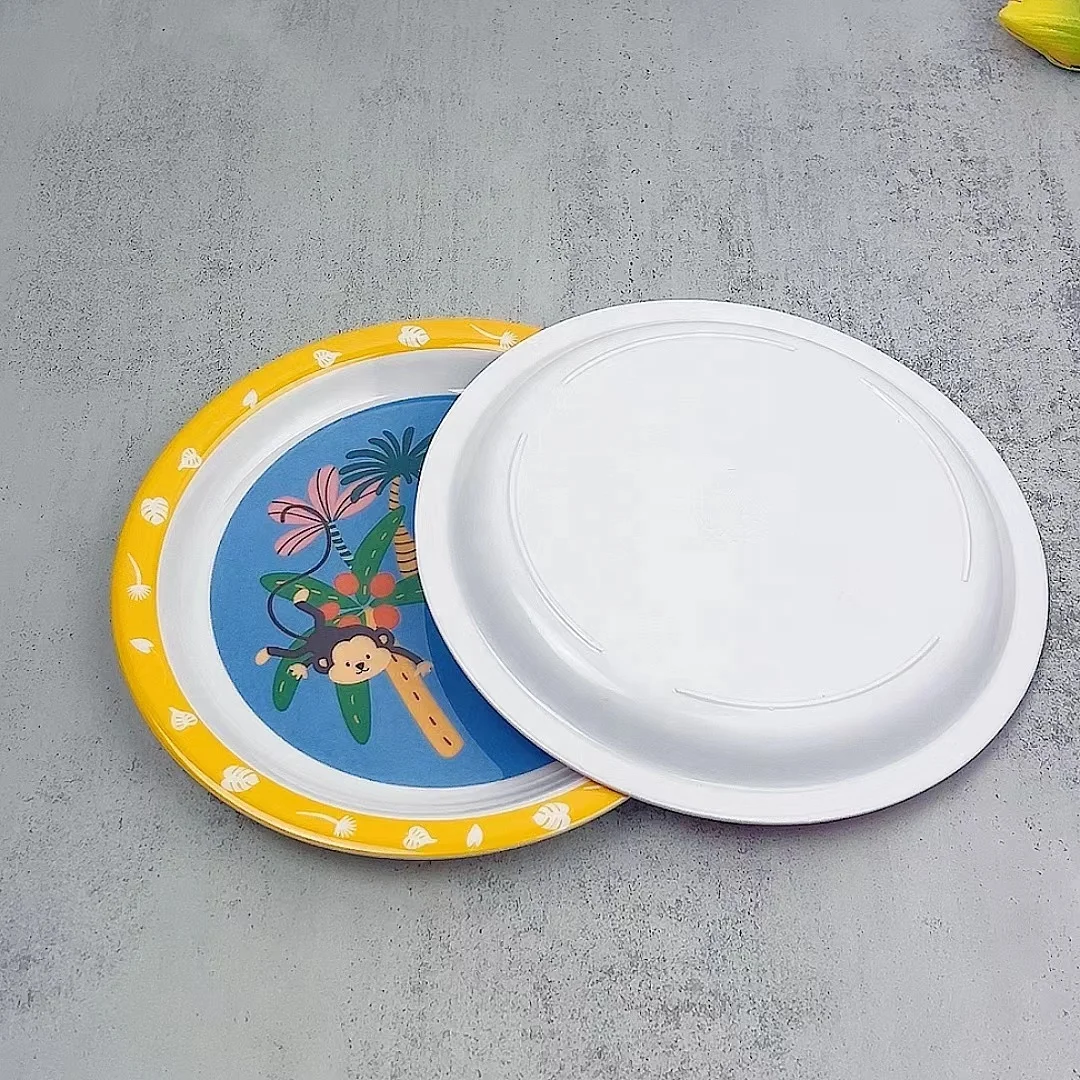 Wholesale  Unbreakable Factory Custom shape kids animal eating melamine plate set