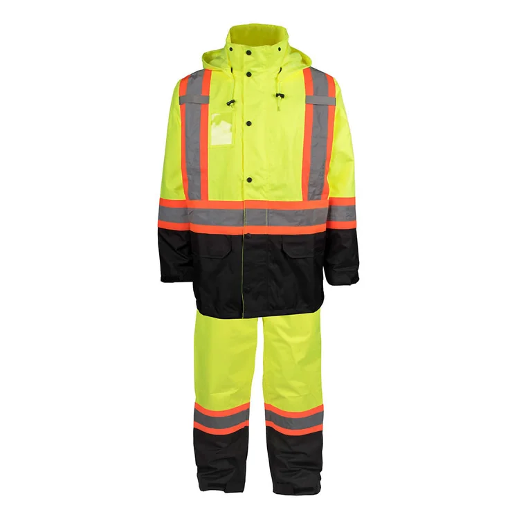 Горячая распродажа Оксфорд полиэстер желтый/черный водонепроницаемый высокая видимость X спина Светоотражающая безопасность Hi Vis дождевик