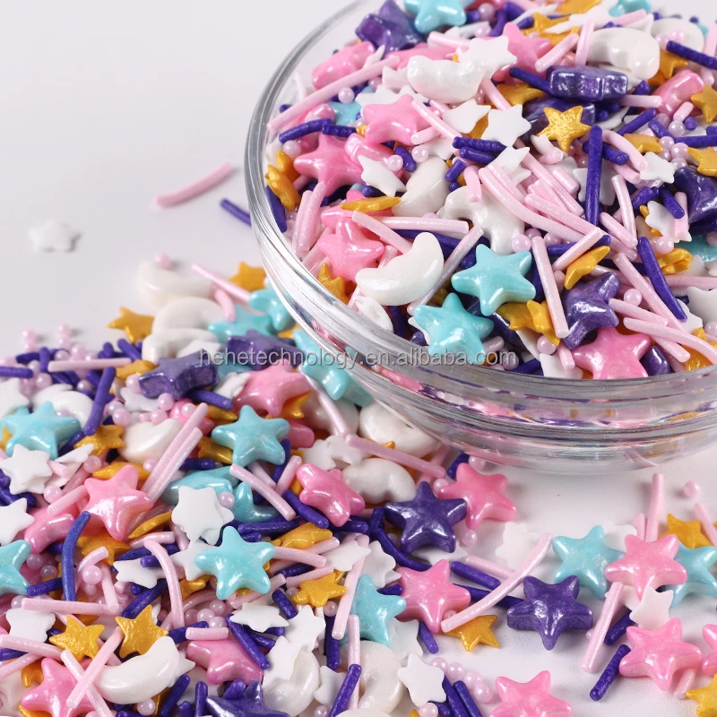 Edible Gold Star Moon Shape Ramadan Decorations Bakery Supplies Sprinkles Comestibles Eid Mubarak Cake Sprinkles for Eid Al-fitr
