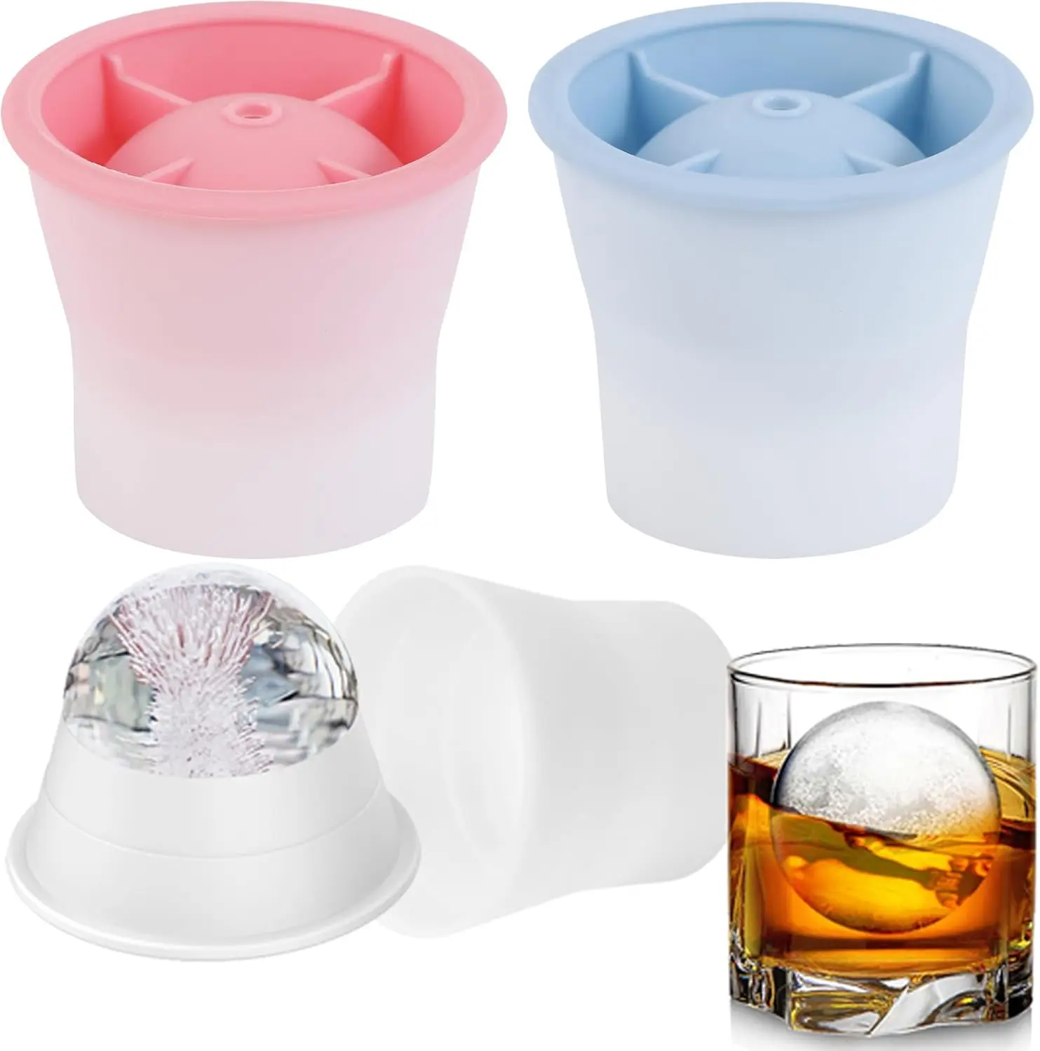 Food grade Whiskey reusable silicone circular ice hockey mold DIY for making large spherical ice hockey household ice storage