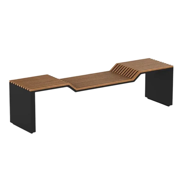 Chinese Public Park Simple Backless Wooden Garden Bench For Outdoor
