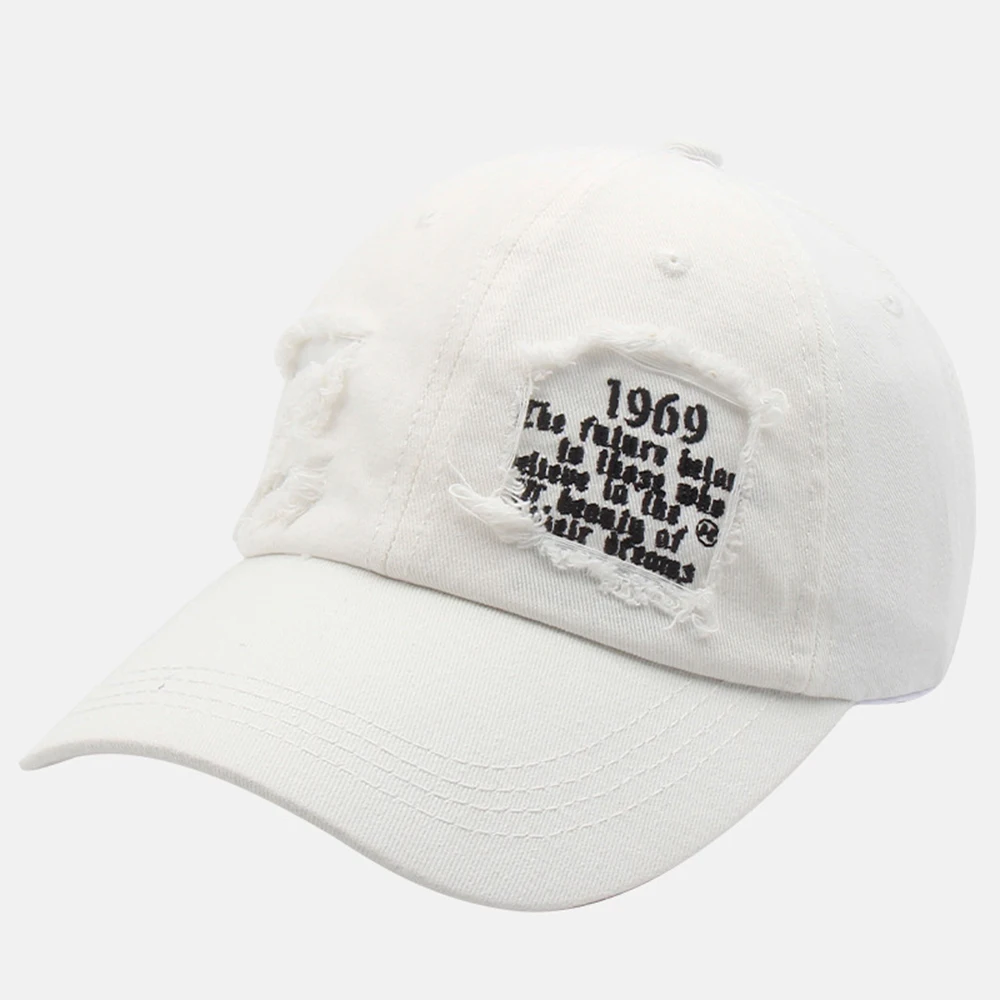 Professional Production Wash Hole Denim Faded Hat Washed Hole Embroidery Hat