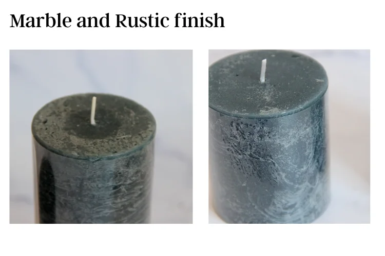 Custom Logo Manufacturer 8 Inches Decoration Bulk Marble Black Pillar Candle Scented