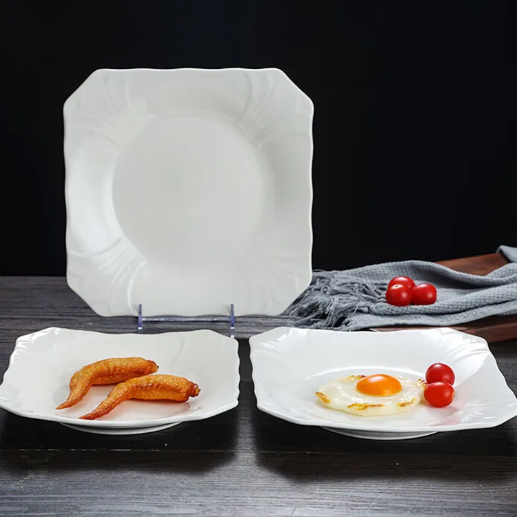 Wholesale Unbreakable White Large Custom Plastic Square Melamine Dinner Plates For Restaurant