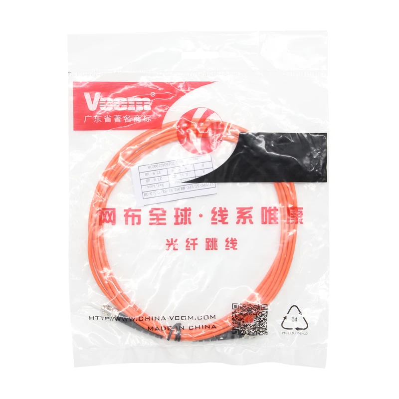 VCOM 3 Meters ST to SC Fiber Optic Patch Cord Duplex Single Mode Optical Network Cable with ST-SC Connector