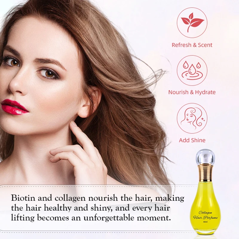 Custom Organic Alcohol-free Nourishing Hydrating Hair Shine Spray Refresh Hair Scent Biotin Hair Perfume Care 2 in 1