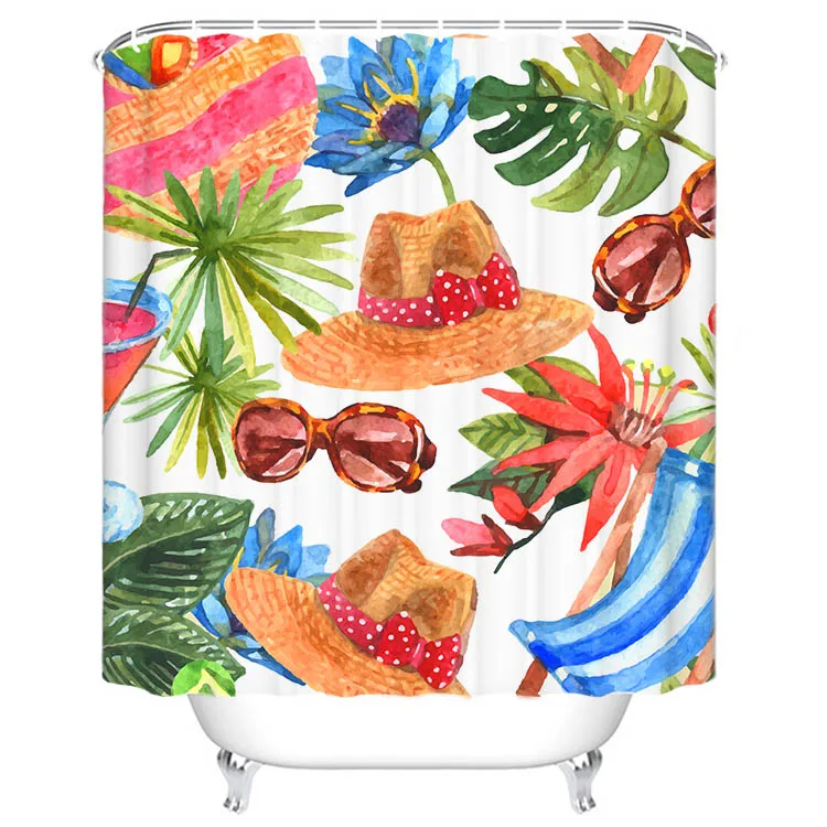 Buti designer boho geometric cotton polyester fabric shower curtain